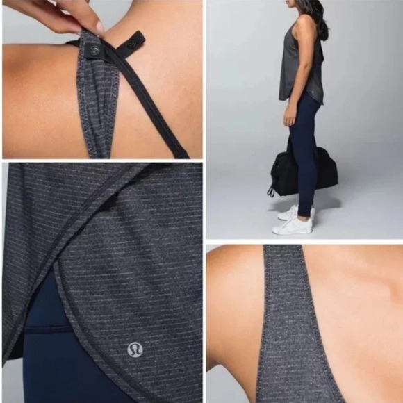 Lululemon Seek The Heat Tank Top Tank ONLY Gray Stripe Women's Size 8/10? - Picture 2 of 8